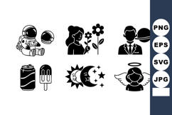 Space-themed icons including astronaut, helmet, planet, sun Product Image 1