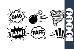 Comic style explosion icons with bomb, tornado, and exclamat Product Image 1