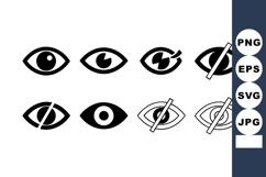 Eye icons set showing visibility and invisibility states in Product Image 1