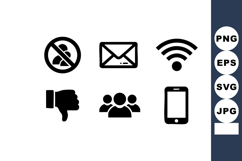 Communication and social media black icons vector showing no Product Image 1