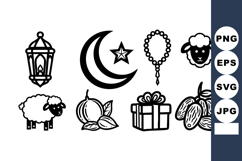 Islamic symbols crescent moon star lantern rosary sheep gift Product Image 1