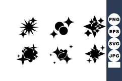 Sparkle star vector icons collection with glittering shining Product Image 1