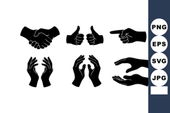 Black silhouette hands showing various gestures including ha Product Image 1