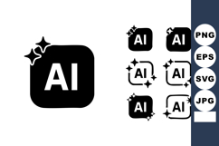 AI technology icon set with sparkling effects modern design Product Image 1