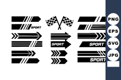Sport racing arrows flags vector set for dynamic design elem Product Image 1