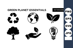 Green planet essentials icons including recycling earth leaf Product Image 1