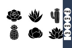 Succulent and cactus plant vector icons set with tropical an Product Image 1