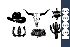 Western cowboy hat longhorn skull sheriff badge horseshoe ca Product Image 1