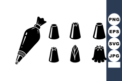 Piping bag and assorted cake decorating nozzles for baking a Product Image 1