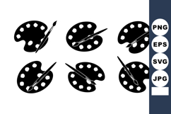 Artist paint palette and brush icon set vector design in bla Product Image 1