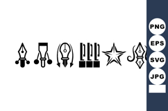 Creative pen nib icons set for graphic design and digital ar Product Image 1