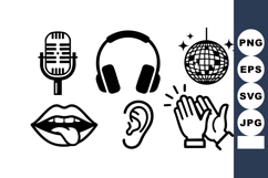 Sound and music icons with microphone headphones disco ball Product Image 1