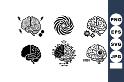 Set of six creative brain icons representing technology and Product Image 1