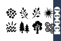 Nature symbols vector set featuring trees leaves sun waves a Product Image 1