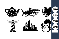 Collection of black and white vector icons including teapot Product Image 1