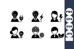 Innovative businesswoman icons with electric power ideas and Product Image 1