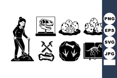 Paleontologist digging dinosaur fossils with bones and eggs Product Image 1