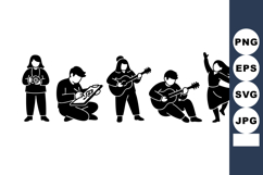 Music band playing guitars with singer and dancer silhouette Product Image 1