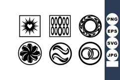 Abstract black and white circular and square geometric shape Product Image 1