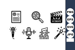 AI technology icons set with microphone music magic wand and Product Image 1