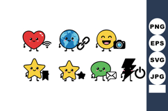 Cute emoji icons set with heart star smile and green chat sy Product Image 1