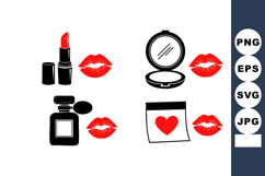 Makeup and beauty icons with lipstick, mirror, perfume, and Product Image 1