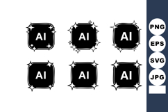 Artificial intelligence symbols in shiny black square icons Product Image 1