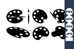 Artist paint palettes with paint brushes vector icons in bla Product Image 1