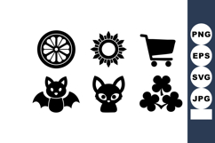 Halloween themed vector icons including pumpkin slice, sunfl Product Image 1
