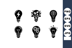 Creative black light bulb icons with symbols of energy, natu Product Image 1