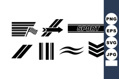 Racing flag and sport speed stripes vector icons set for dyn Product Image 1