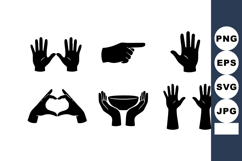 Silhouettes of Hands Showing Various Gestures and Signs in B Product Image 1