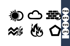 Weather and hazard icons including eclipse, cloud, firewall, Product Image 1