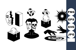 Surreal human face and skull morphing with abstract cubes an Product Image 1