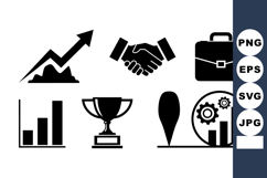 Business Growth Icon Set With Trophy And Charts Bundle Product Image 1