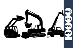 Heavy Construction Equipment Silhouette Vector Set Product Image 1