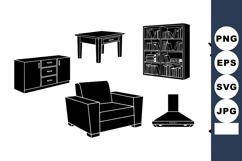 Modern Living Room Furniture Vector Bundle Set Product Image 1