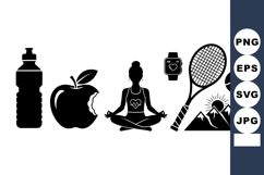 Fitness And Yoga Lifestyle SVG Clipart Bundle Product Image 1