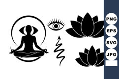 Minimalist Yoga Silhouettes Vector Icon Bundle for Wellness Product Image 1