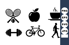 Fitness Sports Icon SVG Bundle For Health Projects Product Image 1
