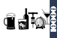 Vintage Bar Drink Vector Clipart Set For Crafting Product Image 1