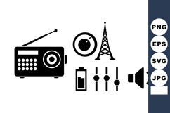 Vintage Radio And Audio Electronics Icon Vector Set Product Image 1
