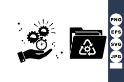 Mechanical Gear Clock Icon Vector Bundle Product Image 1