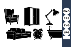 Minimalist Home Furniture Silhouette Vector Set Product Image 1