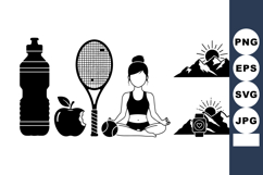 Fitness and Wellness Icons SVG Bundle for Active Lifestyle Product Image 1