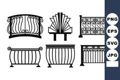 Vintage Decorative Iron Fence Vector Clipart Set Product Image 1