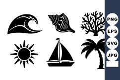 Summer Beach Icon Clipart Bundle With Nautical Elements Product Image 1