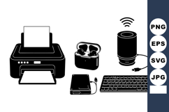 Silhouette Tech Gadget Clipart Set for Digital Design Product Image 1