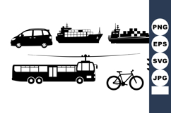Transport Vehicles Silhouette Vector Clipart Bundle Product Image 1