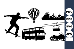 Urban Transport Silhouettes Clipart Bundle for Crafts Product Image 1
